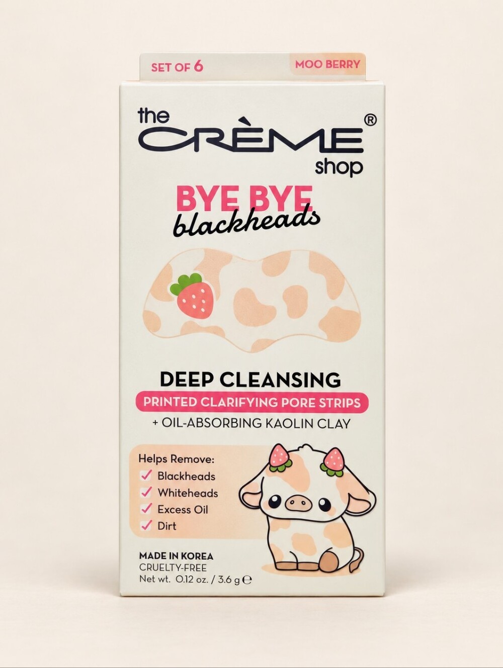 The Crème Shop Moo Berry Bye Bye Blackheads Pore Strips– Set of 6 MSRP $10 - $12